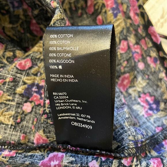 Free People Meant To Be Tie-Neck Blouse in Black Floral Top Long Sleeve - Picture 11 of 13